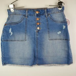 Justice Denim Skort Plus Girls 20 Blue High Waist Distressed Raw Hem